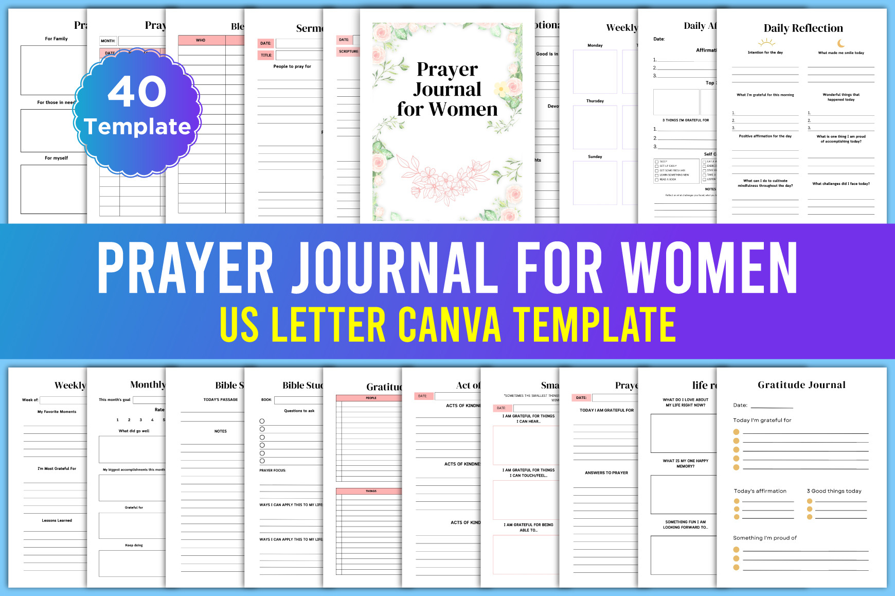 Editable Prayer Journal for Women | Creative Market