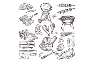 BBQ - Hand Drawn Icons | Pre-Designed Photoshop Graphics ~ Creative Market