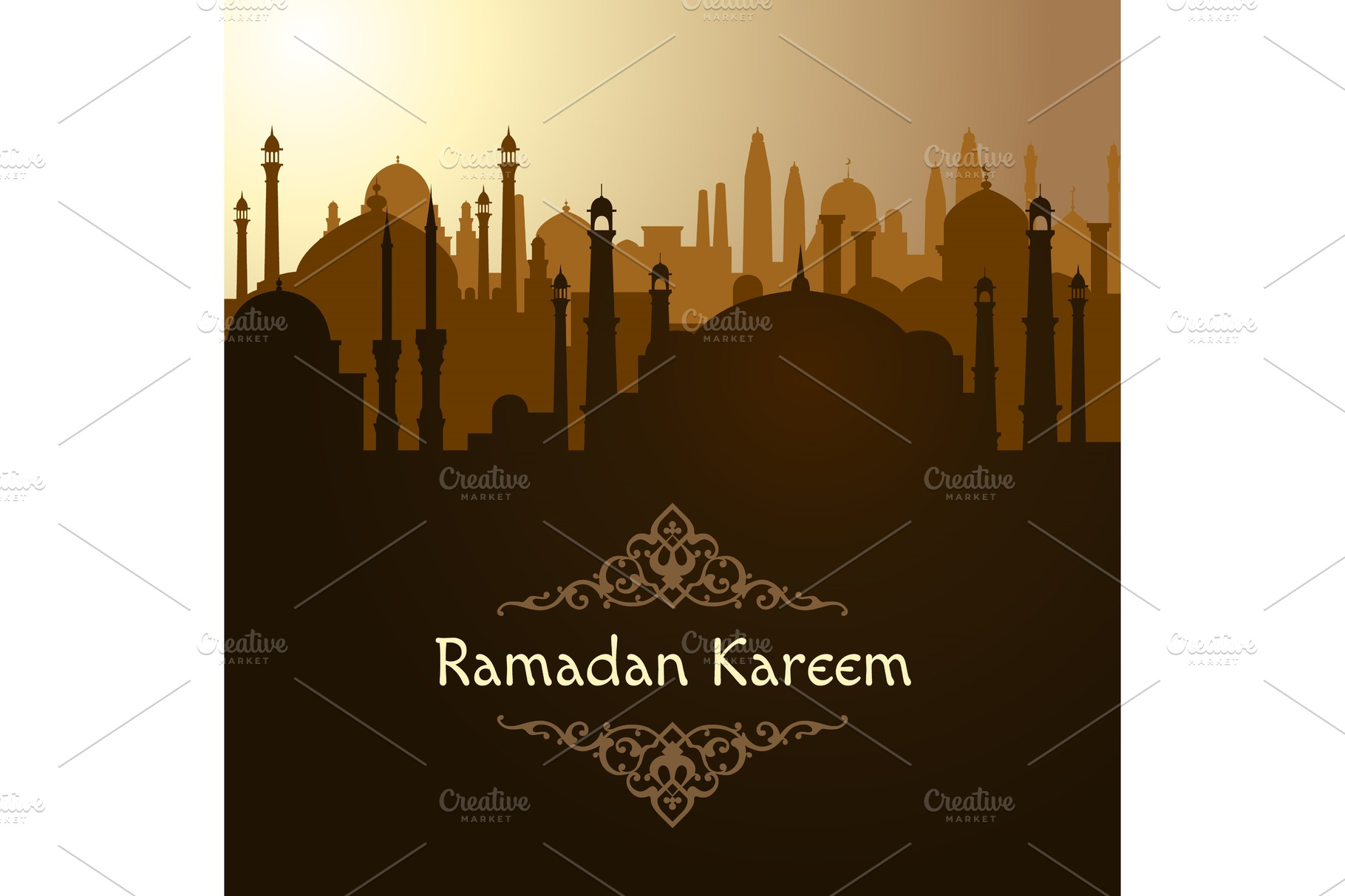 Ramadan Arabic Mosque Background Vector Graphics ~ Creative Market 9770