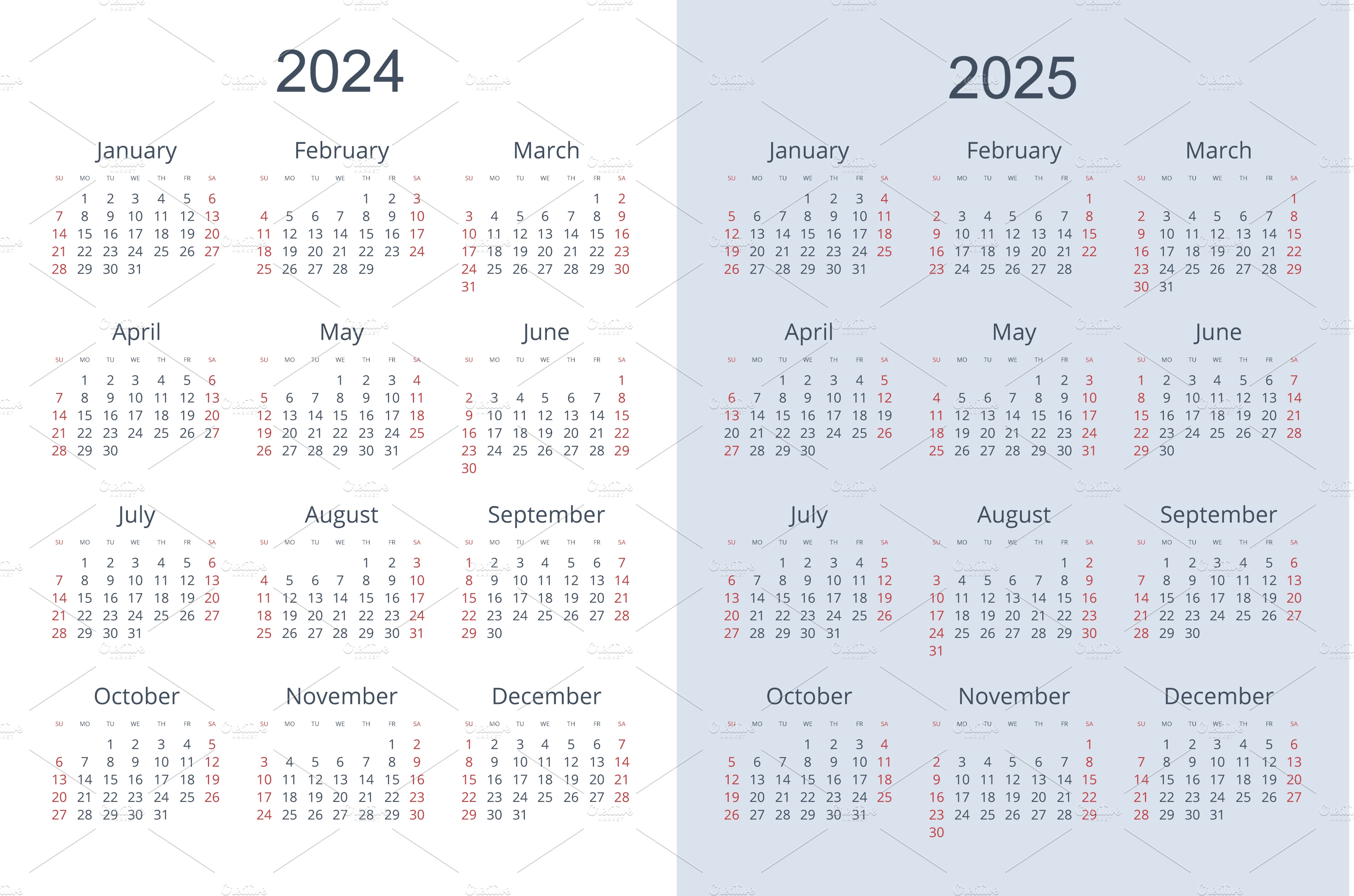 Calendar Planner for 2024, 2025 | Texture Illustrations ~ Creative Market