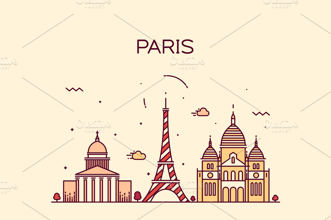 Paris City skyline | Pre-Designed Illustrator Graphics ~ Creative Market