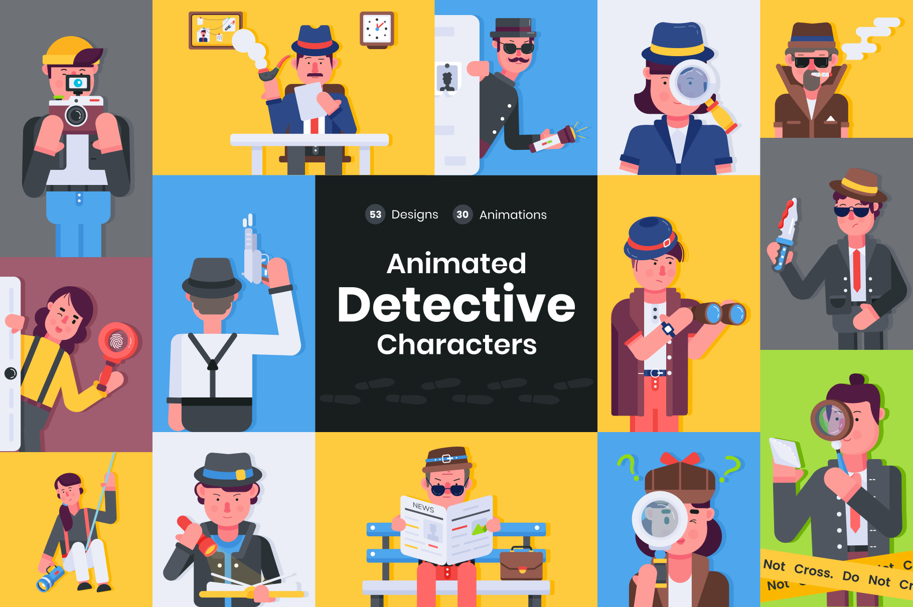 animated-detective-characters-creative-market