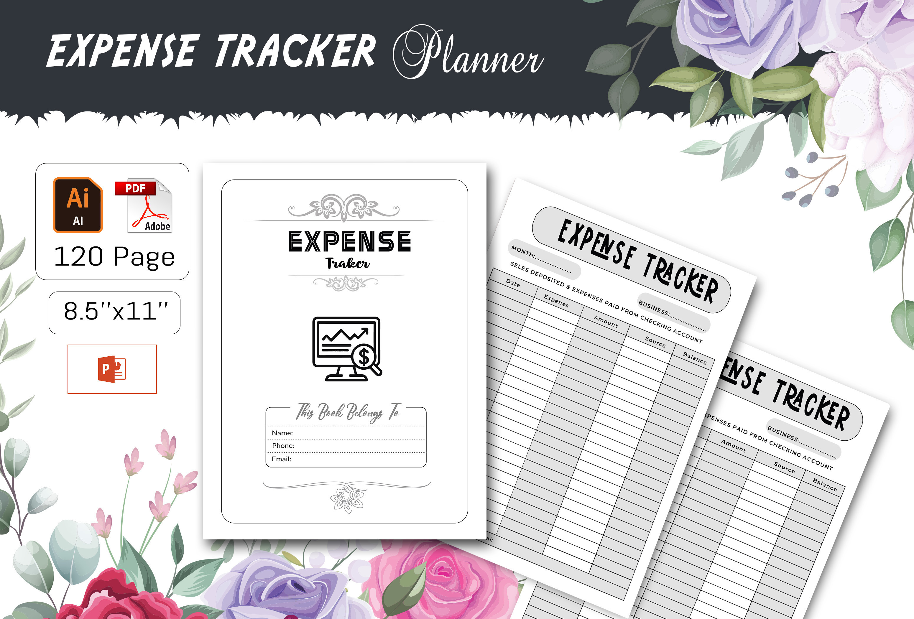 Expense Tracker Stationery Templates Creative Market