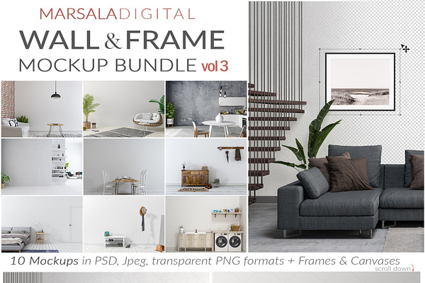 Download Interior Mockup Bundle Frames Creative Photoshop Templates Creative Market PSD Mockup Templates