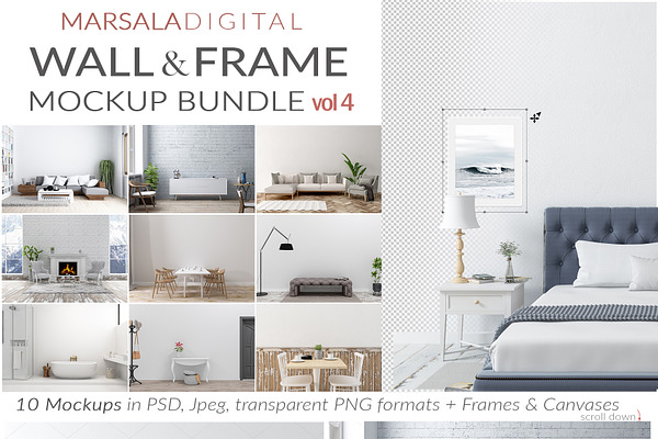 Download Interior Wall Frame Mockup Bundle Creative Photoshop Templates Creative Market PSD Mockup Templates