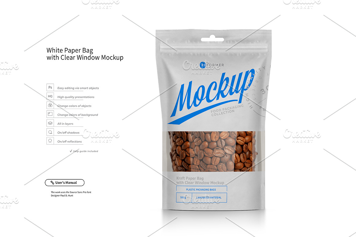 Download White Paper Bag Doypack Mock-up | Creative Photoshop ...