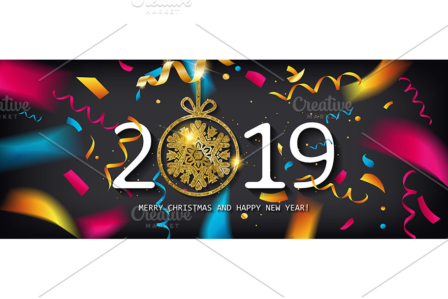 Glossy New Year Card | Pre-Designed Illustrator Graphics ~ Creative Market