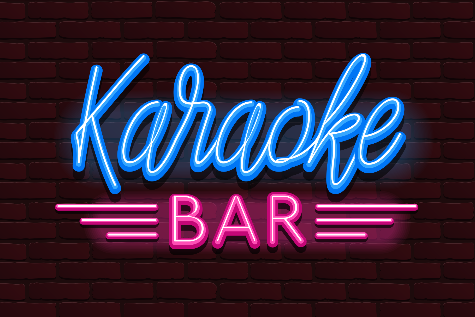 Vector Neon glow banner karaoke bar | Pre-Designed Vector Graphics