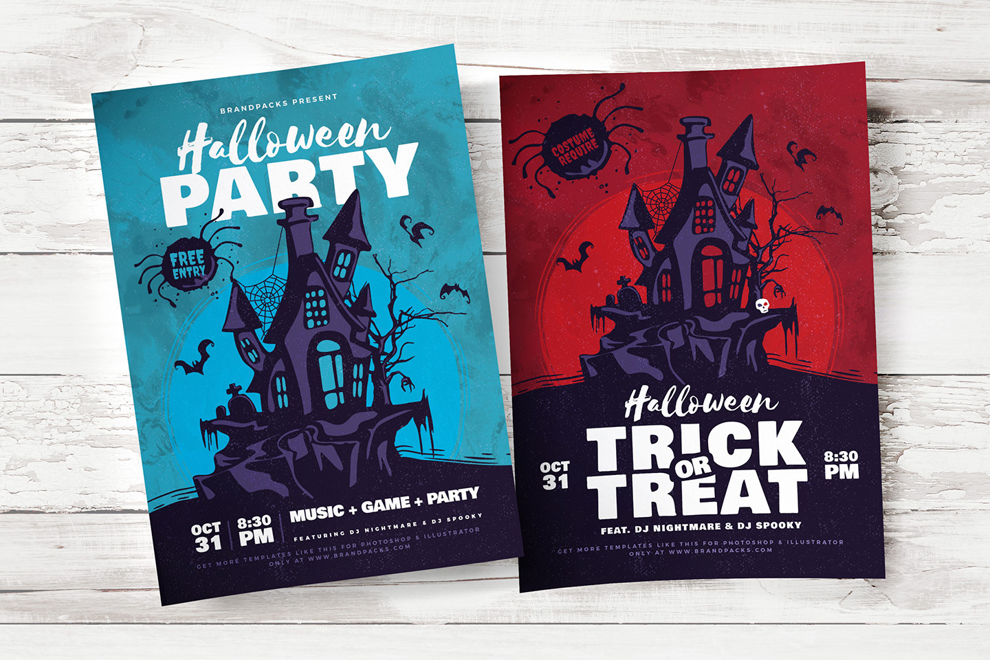 Halloween Flyer / Poster Templates 2 | Illustrator Templates ~ Creative ...