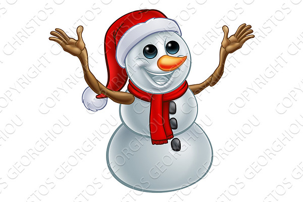 Snowman Christmas Santa Hat Cartoon Pre Designed Photoshop Graphics Creative Market