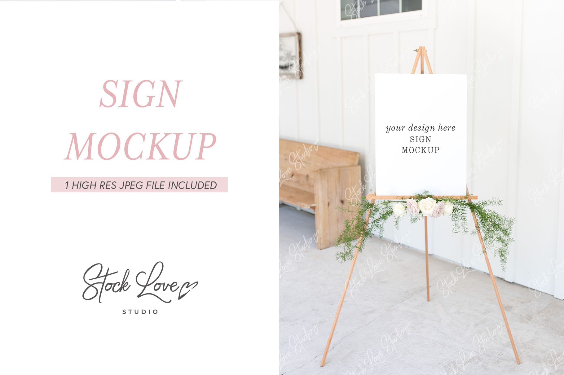 Download Wedding Sign Mockup Easel Mockup Creative Photoshop Templates Creative Market