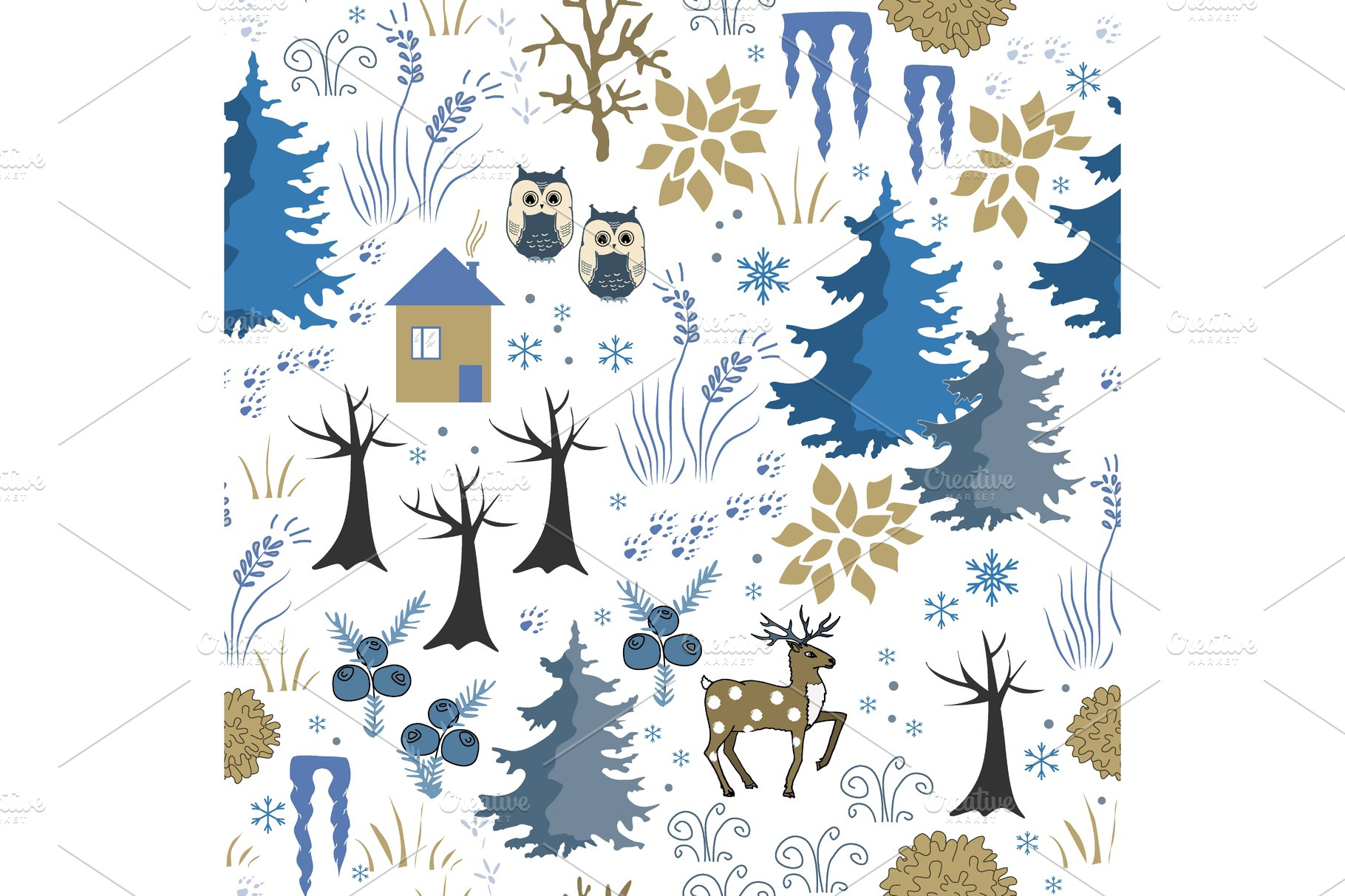 Awesome winter seamless pattern with Graphic Objects Creative Market