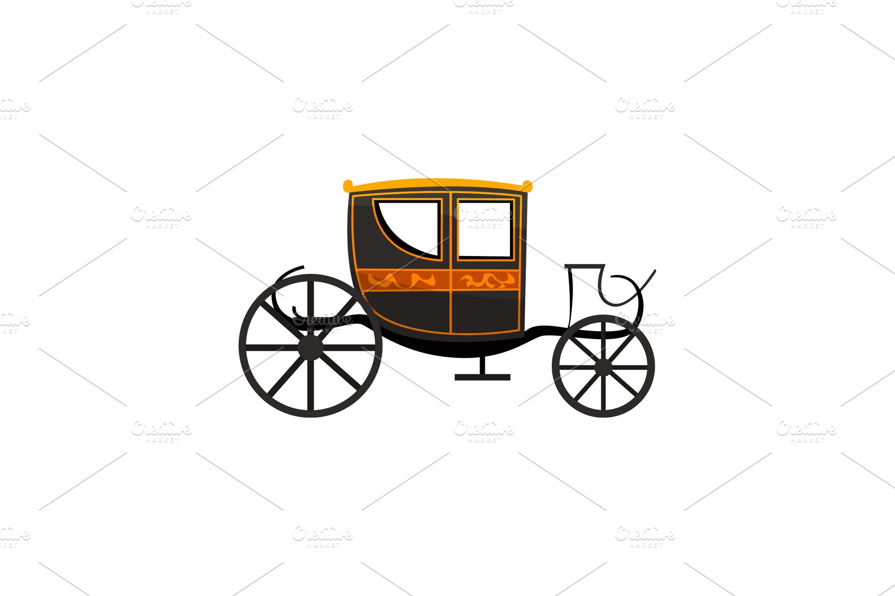 Retro carriage, antique vehicle | Decorative Illustrations ~ Creative