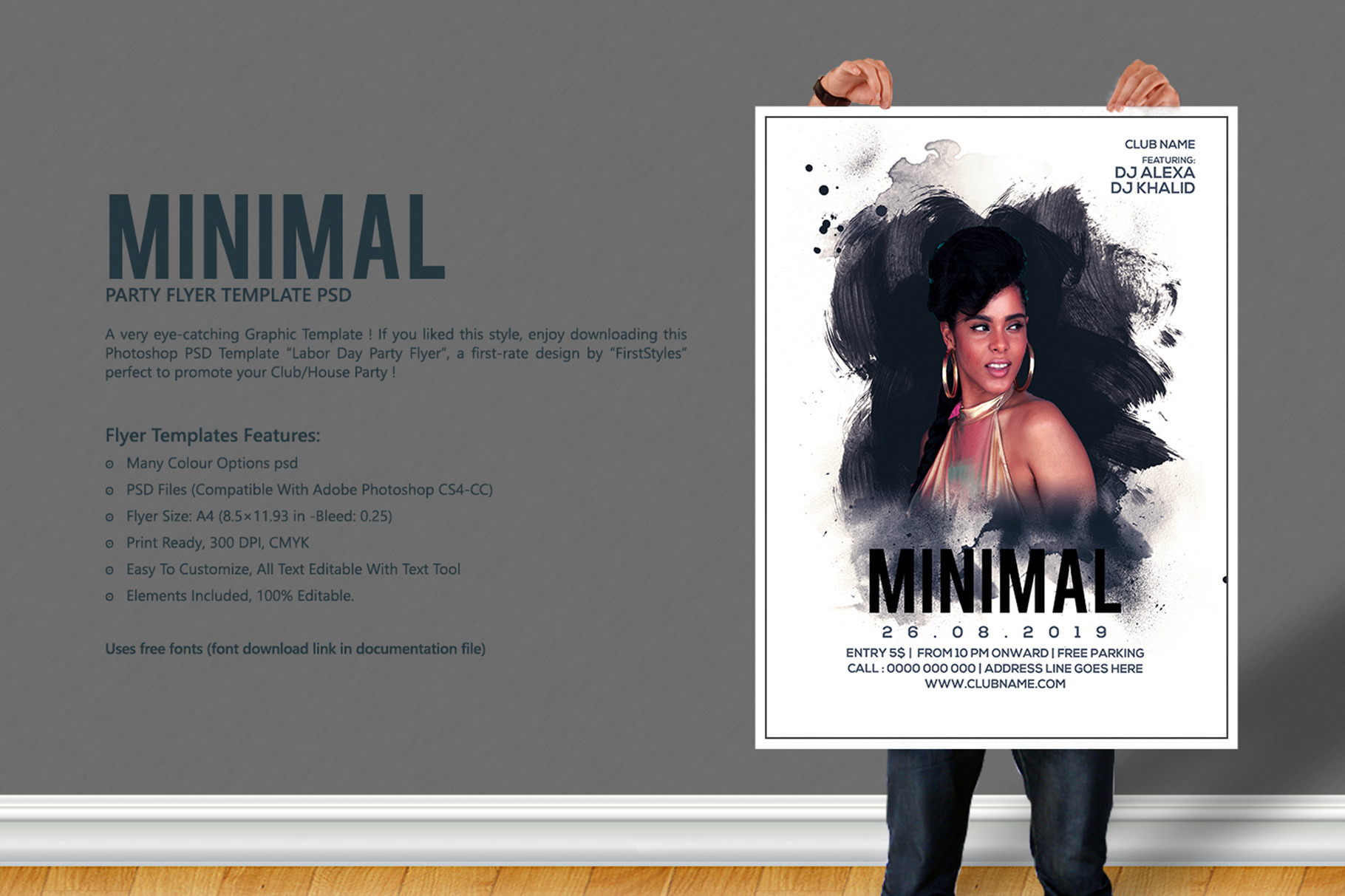 Minimal Party Flyer Template Creative Photoshop Templates Creative Market