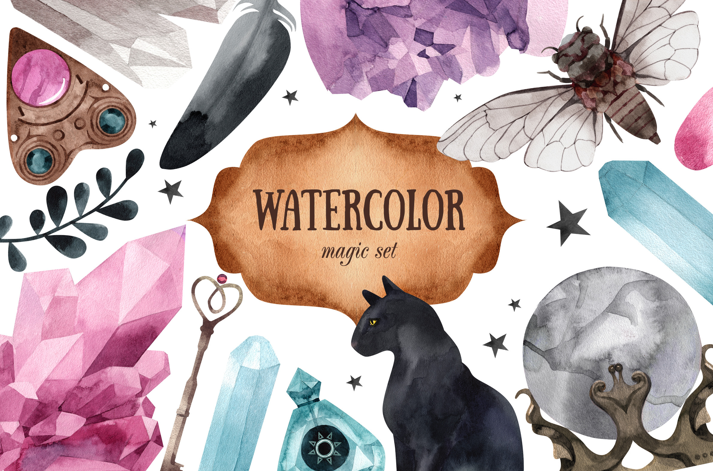 Watercolor magic set Illustrations Creative Market