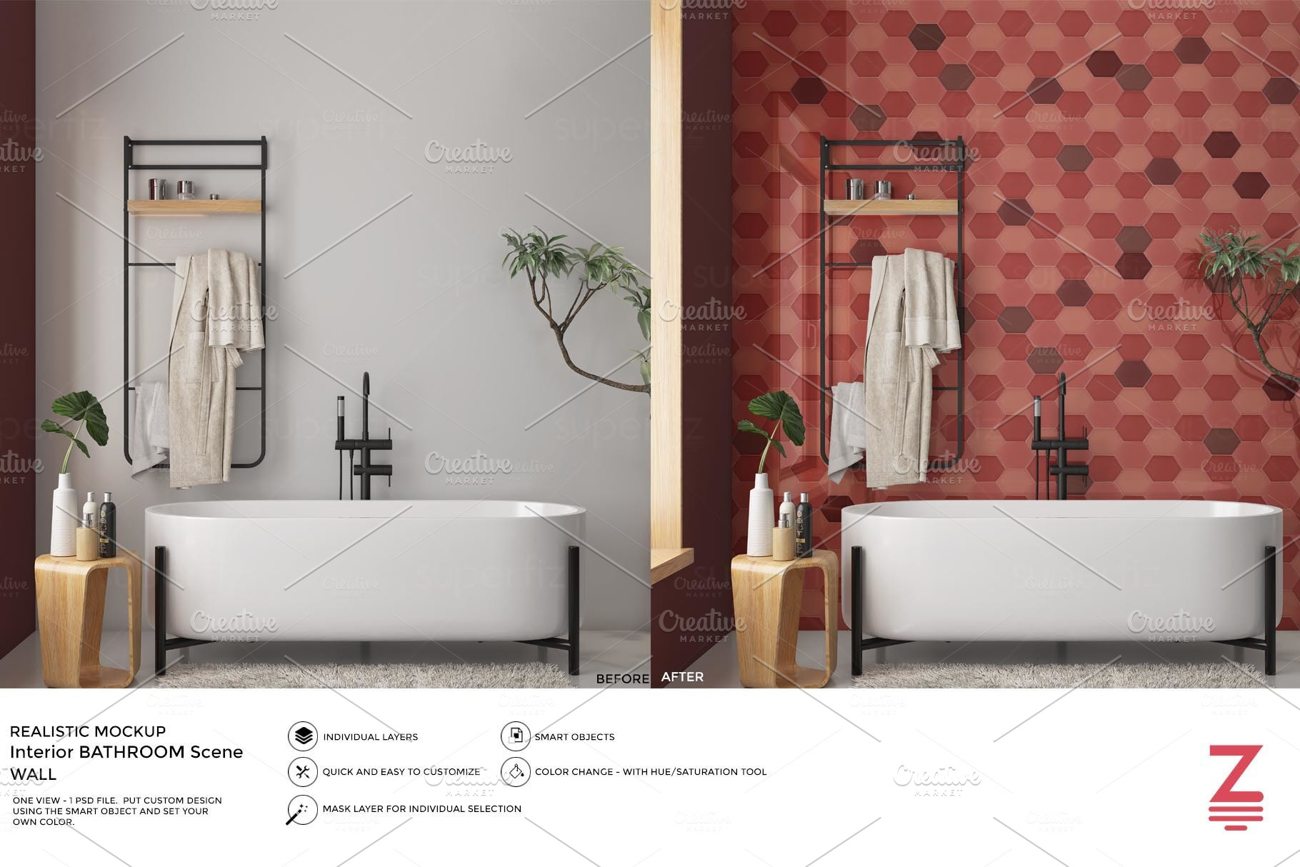 Download Wall Mockup Bathroom Scene SM16 | Creative Photoshop ...