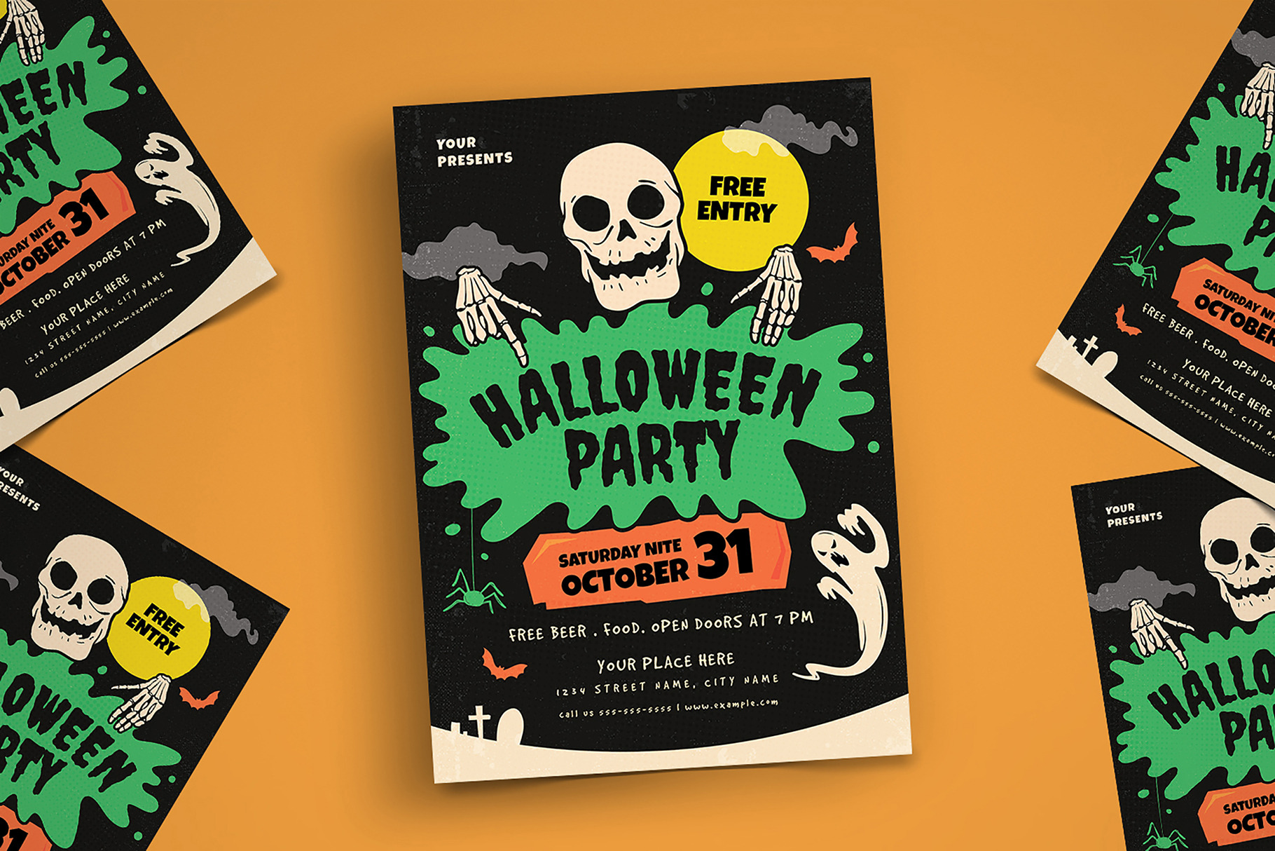 Retro Halloween Party Flyer | Flyer Templates ~ Creative Market