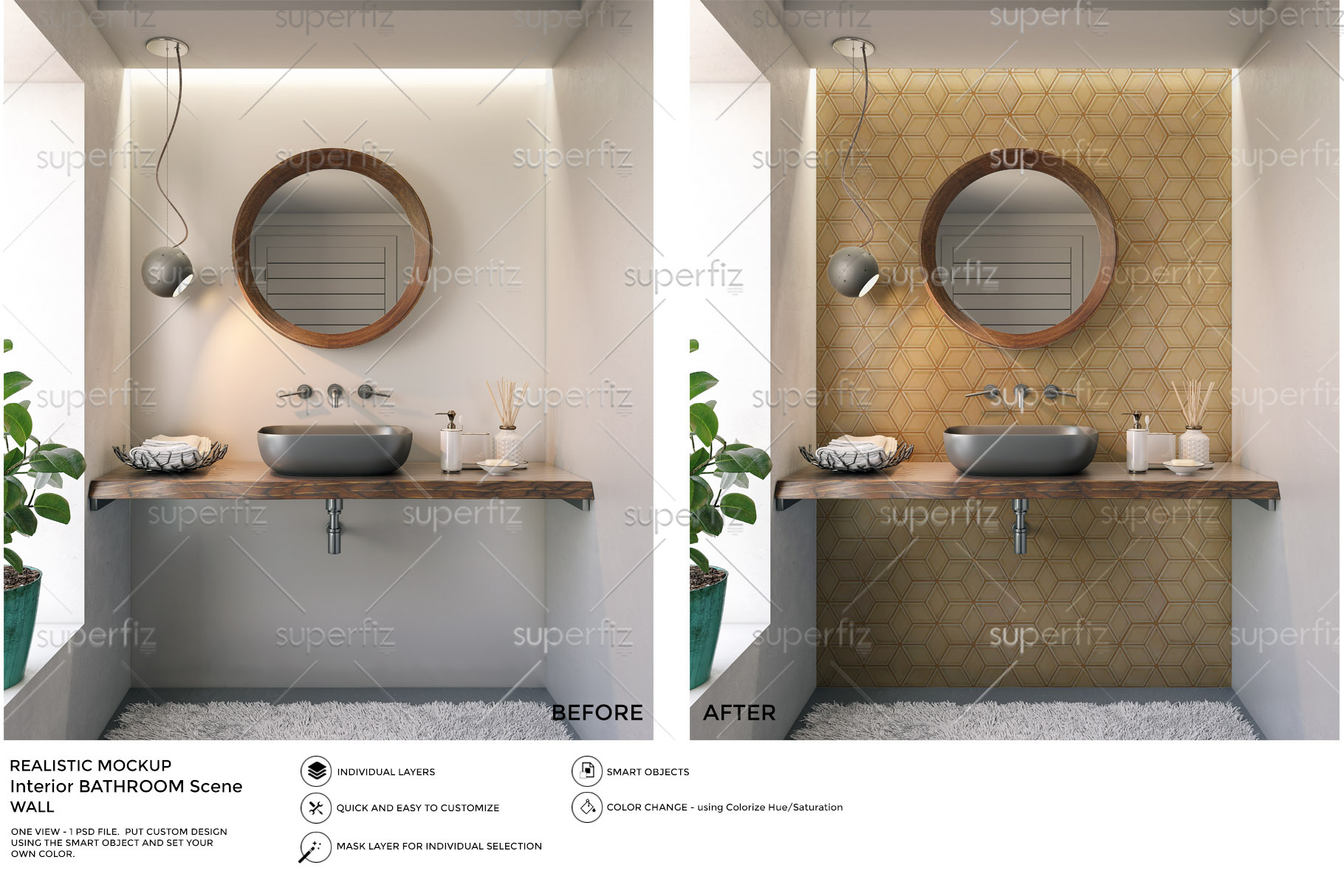 Download Wall Mockup Bathroom Scene Sm37 Creative Photoshop Templates Creative Market