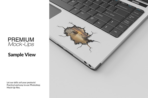 Mockup di adesivo su laptop modificabile