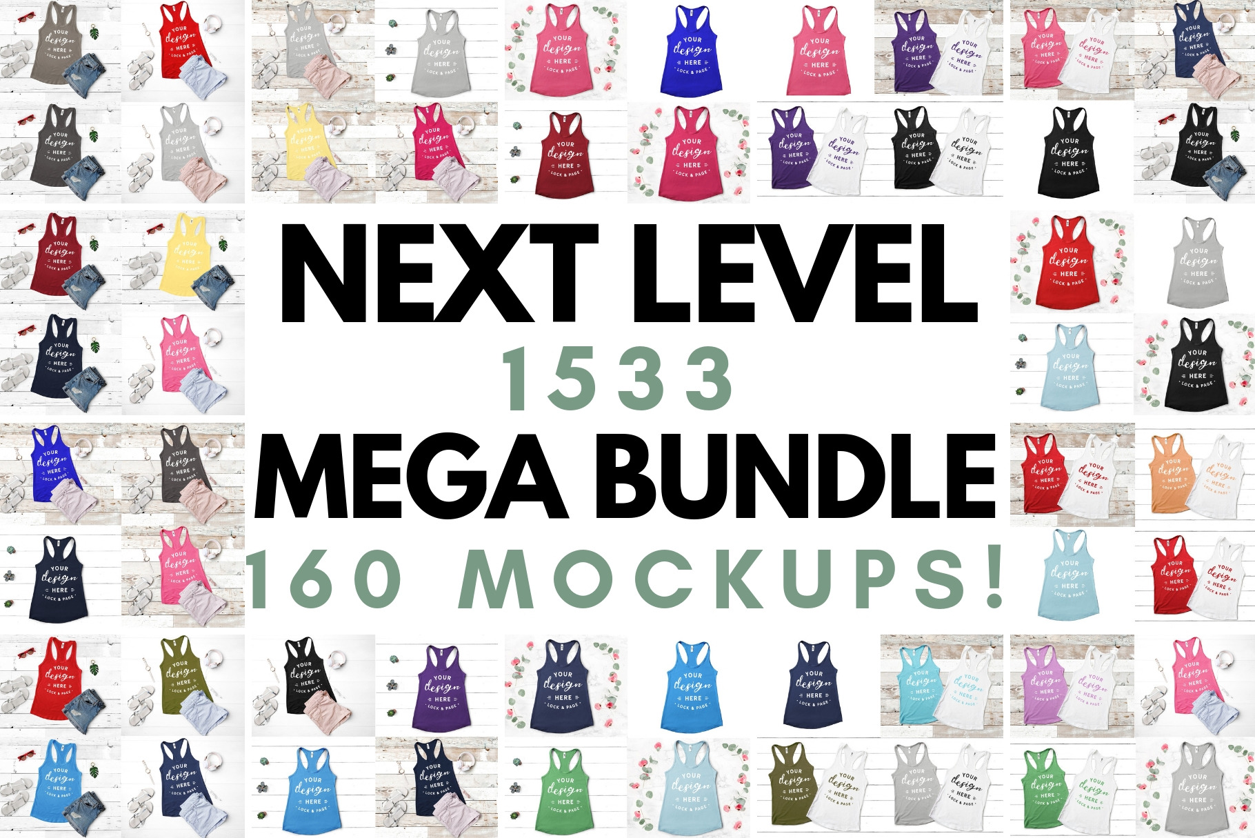 Download Next Level 1533 Tank Mockup Bundle | Creative Illustrator Templates ~ Creative Market