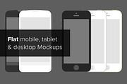 Flat mobile, tablet & desktop mockup | iPhone Mockups ~ Creative Market