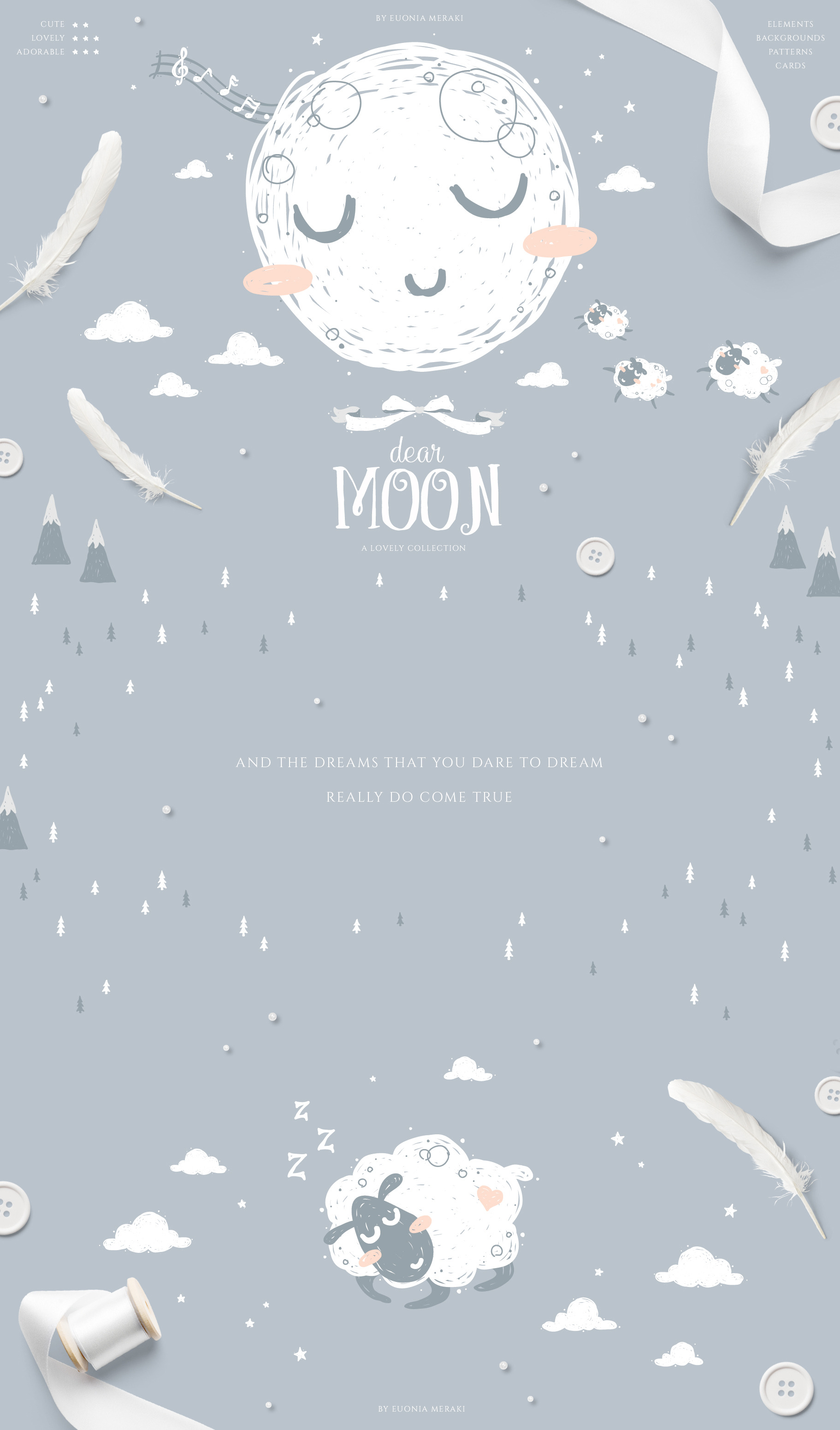 dear MOON - Good Night Graphics | Pre-Designed Illustrator Graphics