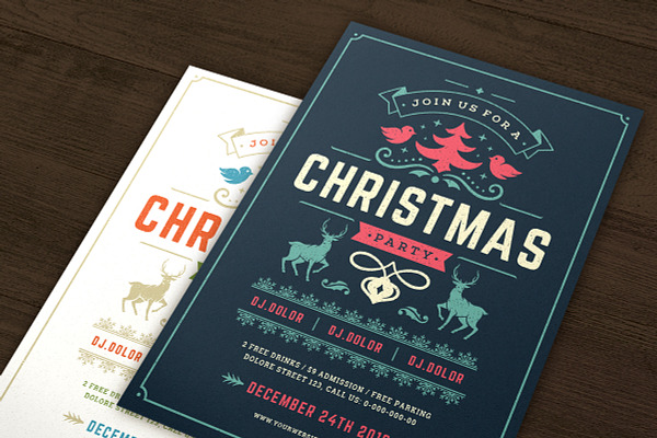 Christmas party invitation flyer | Creative Illustrator Templates ...