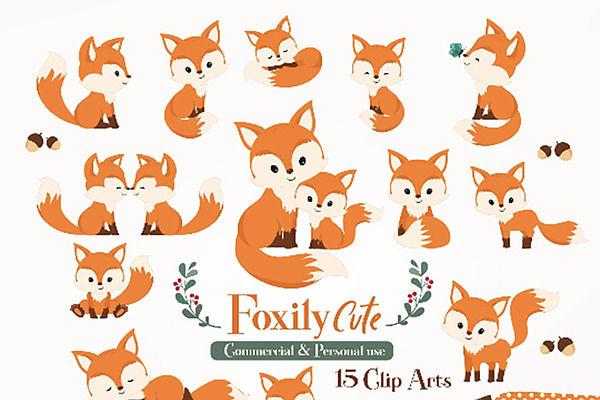 Download Cute fox clipart Baby Fox, Mommy fox | Pre-Designed ...