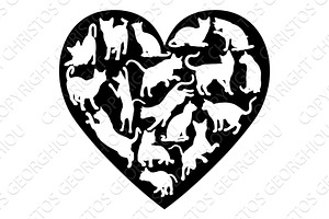 Cat Heart Silhouette Concept Pre Designed Photoshop Graphics Creative Market