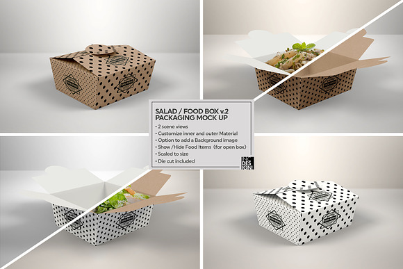 Download Salad Food Box V2 Packaging Mockup Creative Photoshop Templates Creative Market