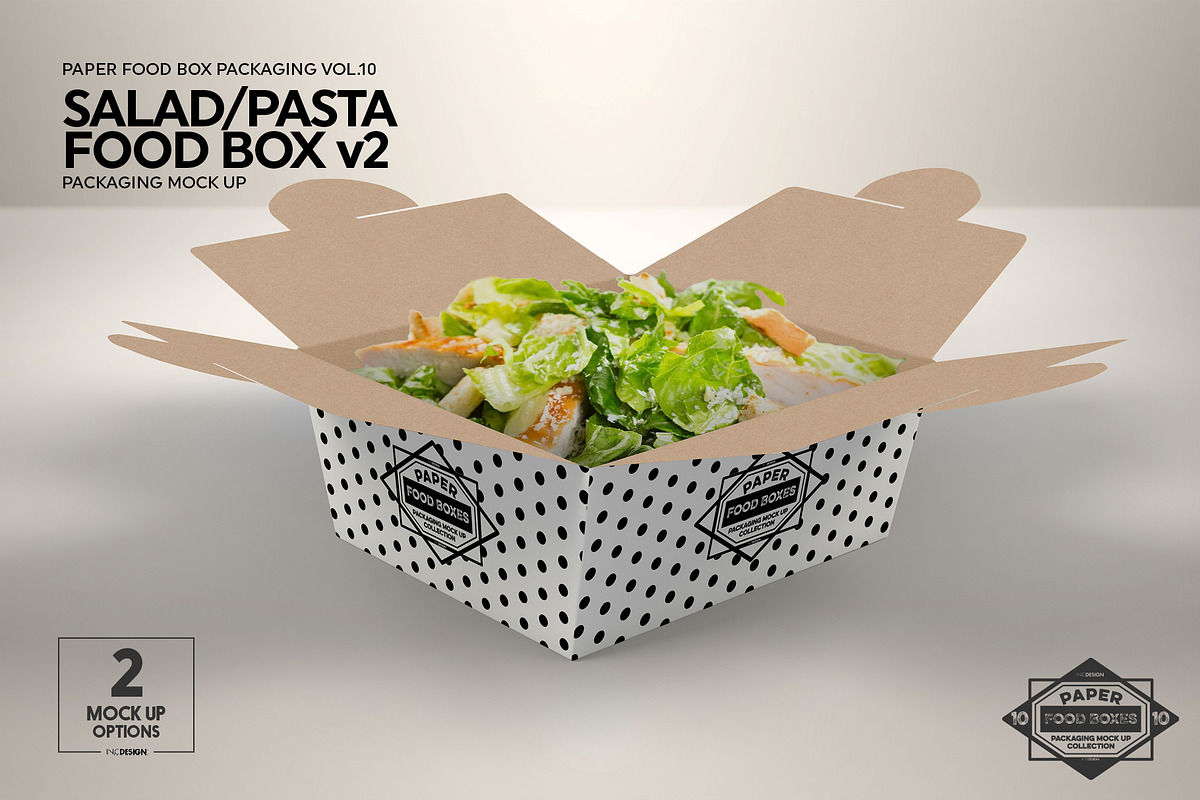 Salad Food Box v2 Packaging Mockup | Creative Photoshop Templates ~ Creative Market