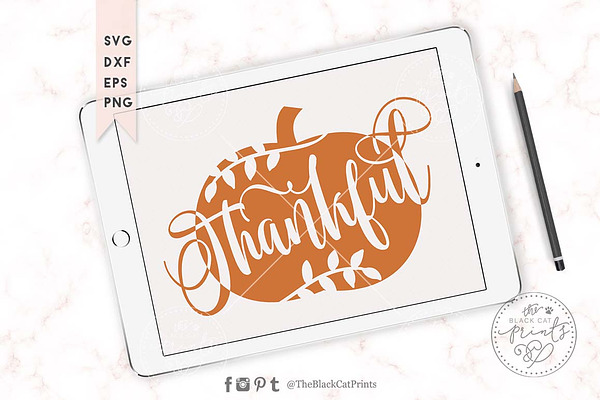 Thankful Pumpkin Svg Dxf Eps Png Pre Designed Photoshop Graphics Creative Market