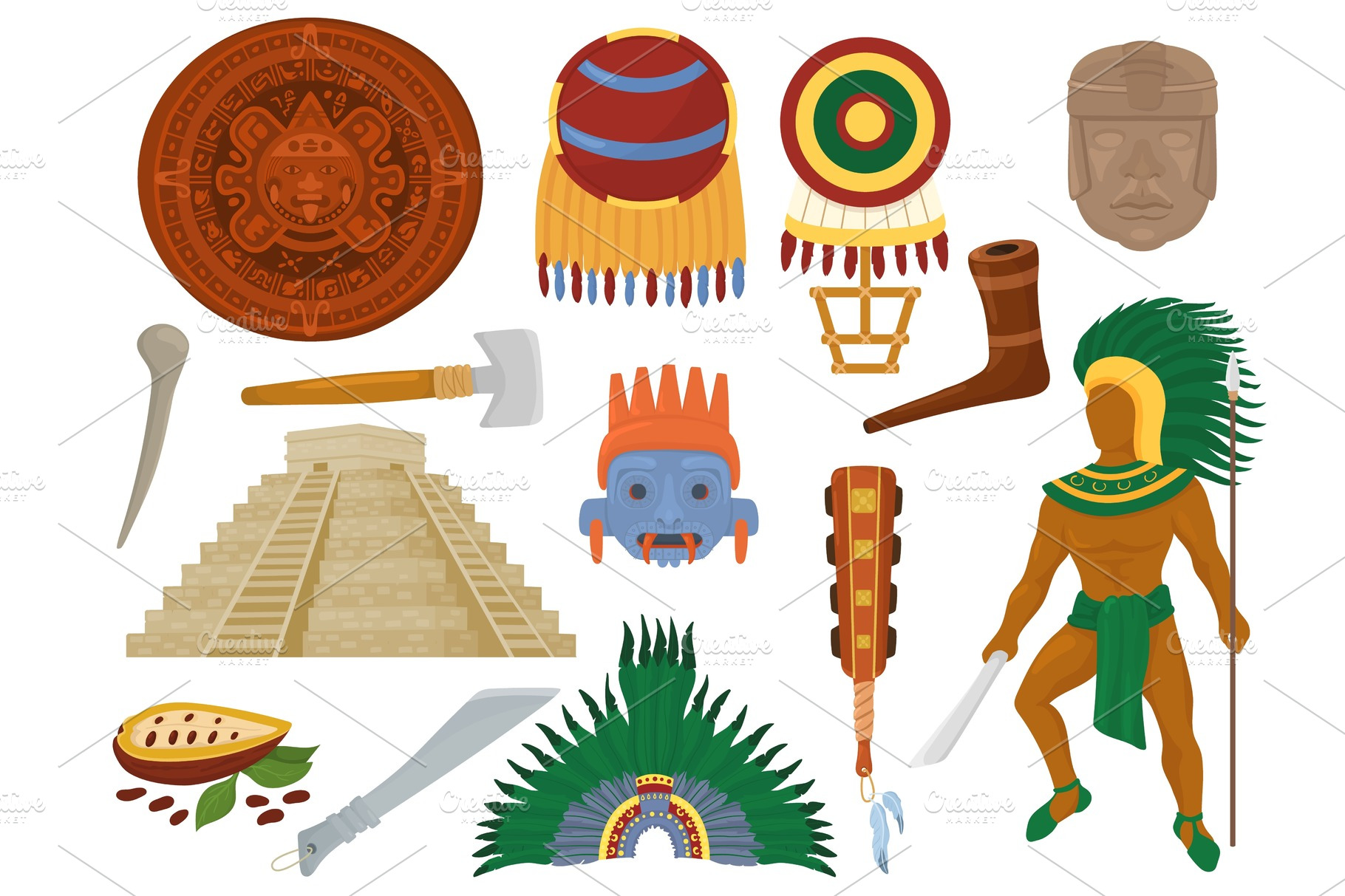 Aztec vector mexican ancient culture | Decorative Illustrations ...