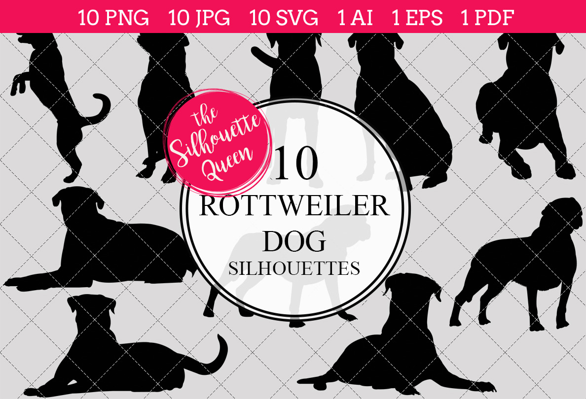 Download Rottweiler Dog Silhouette Vector Pre Designed Illustrator Graphics Creative Market