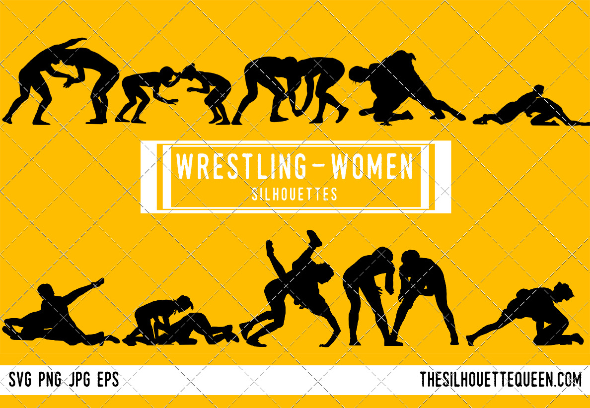 Woman Wrestling Silhouette Pre Designed Illustrator Graphics Creative Market