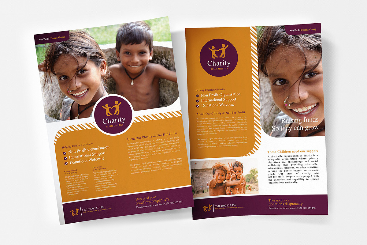 Charity Trifold Brochure Template Creative Illustrator Templates