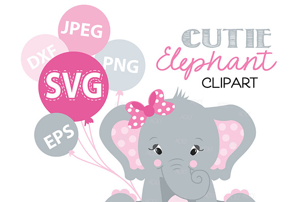 Download Baby Girl Elephant Clipart Pre Designed Photoshop Graphics Creative Market PSD Mockup Templates