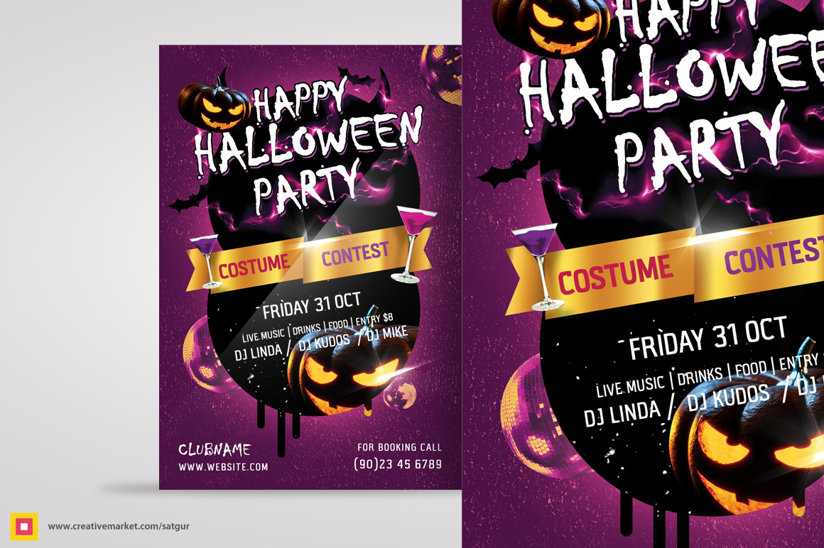 Halloween Party Flyer Template | Flyer Templates ~ Creative Market