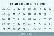 Home Interior / Household Icons | Outline Icons ~ Creative Market