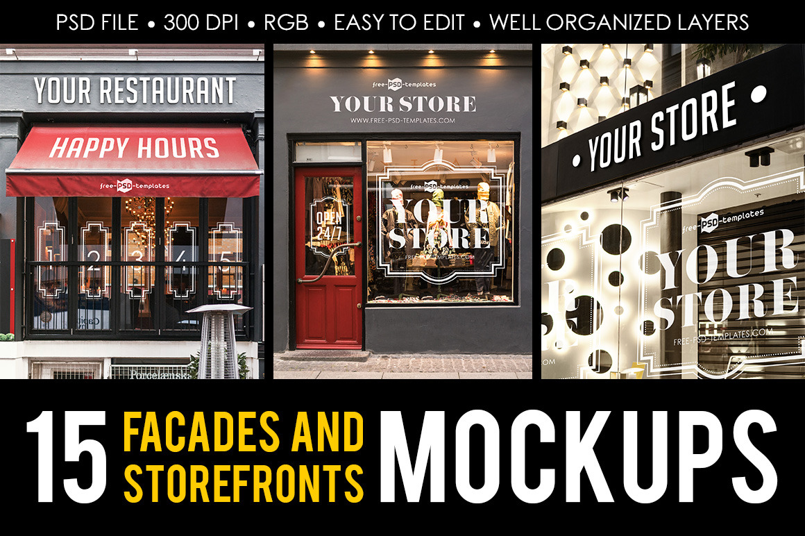 15 Facades and StoreFronts MockUps Product Mockups Creative Market