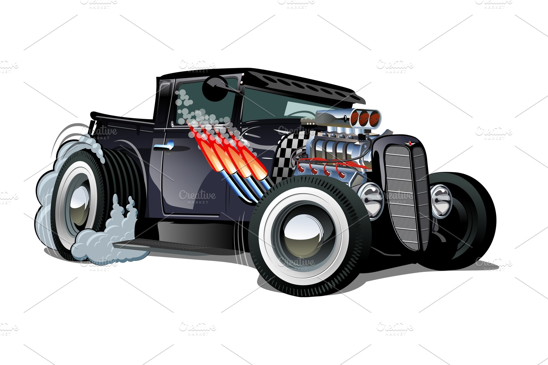 Cartoon retro hot rod isolated on | Sports Illustrations ~ Creative Market