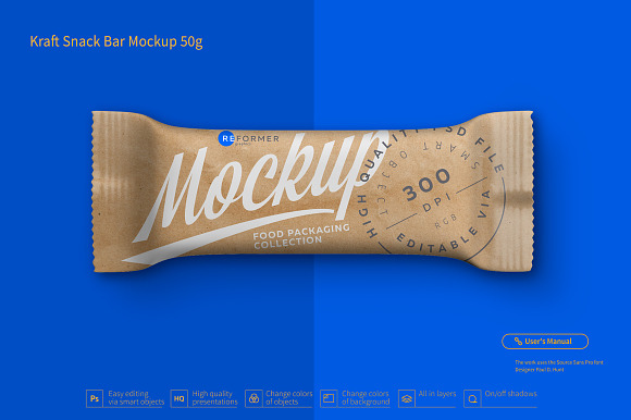 Download Kraft Snack Bar Mockup Creative Photoshop Templates Creative Market