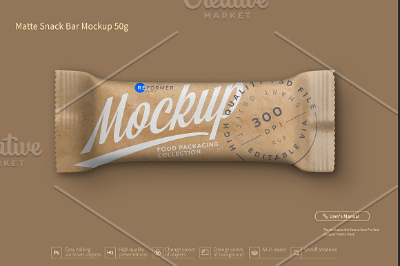 Download Kraft Snack Bar Mockup Creative Photoshop Templates Creative Market