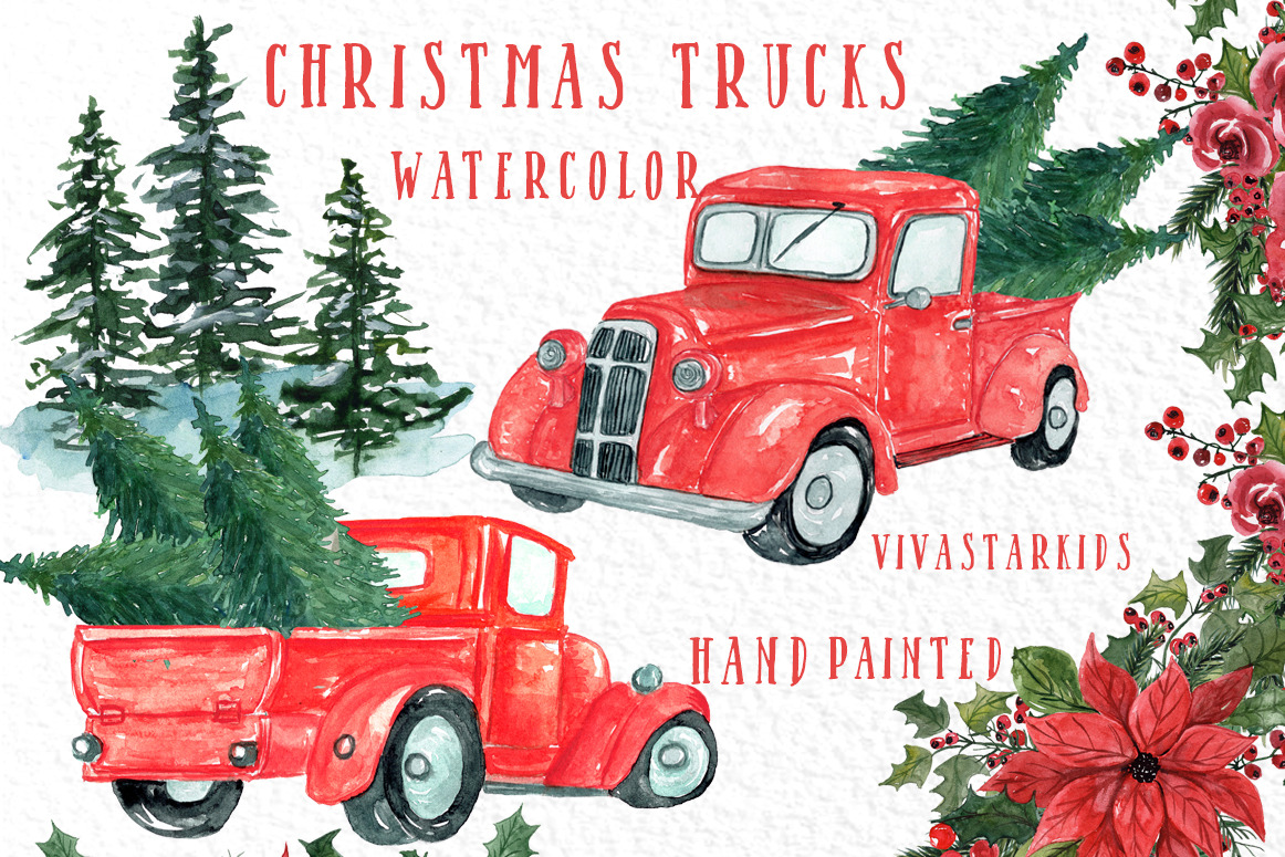 Christmas Truck clipart | Pre-Designed Photoshop Graphics ~ Creative Market