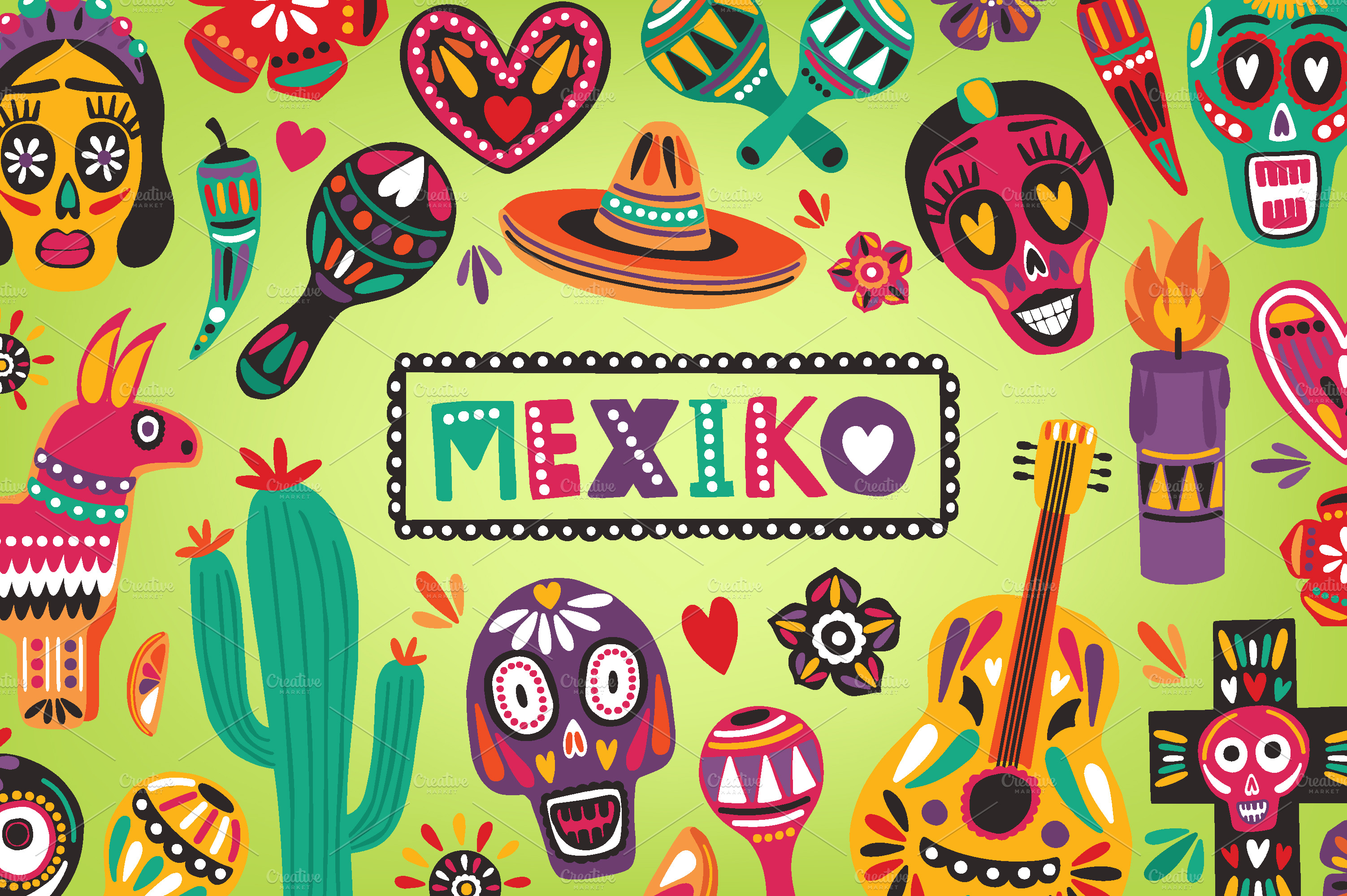 Holiday decorated by Mexican style | Graphic Patterns ~ Creative Market