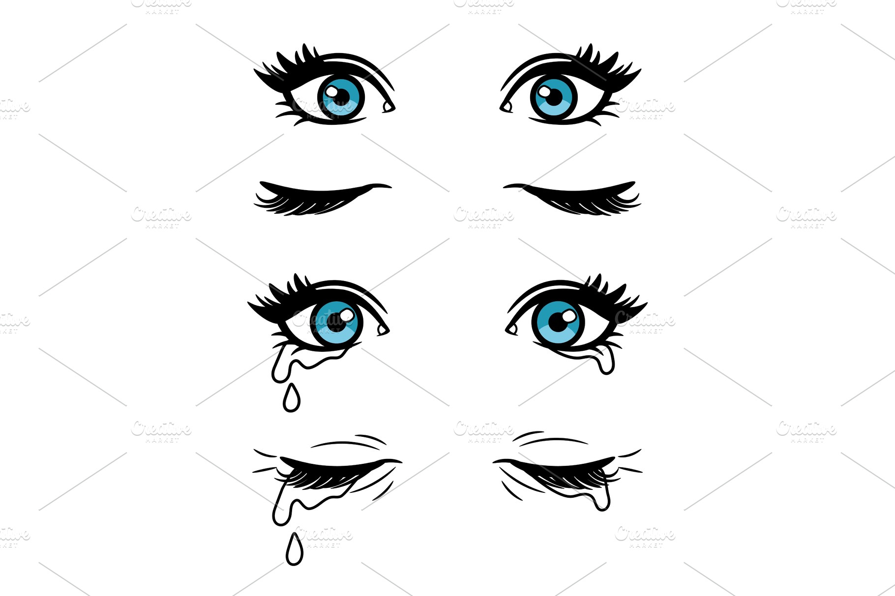 Cartoon female eyes | Pre-Designed Vector Graphics ~ Creative Market