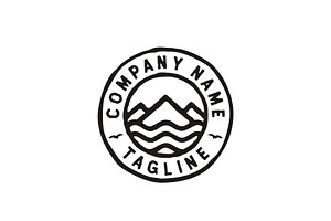 Mountain Island Ocean Adventure Logo Creative Illustrator Templates Creative Market