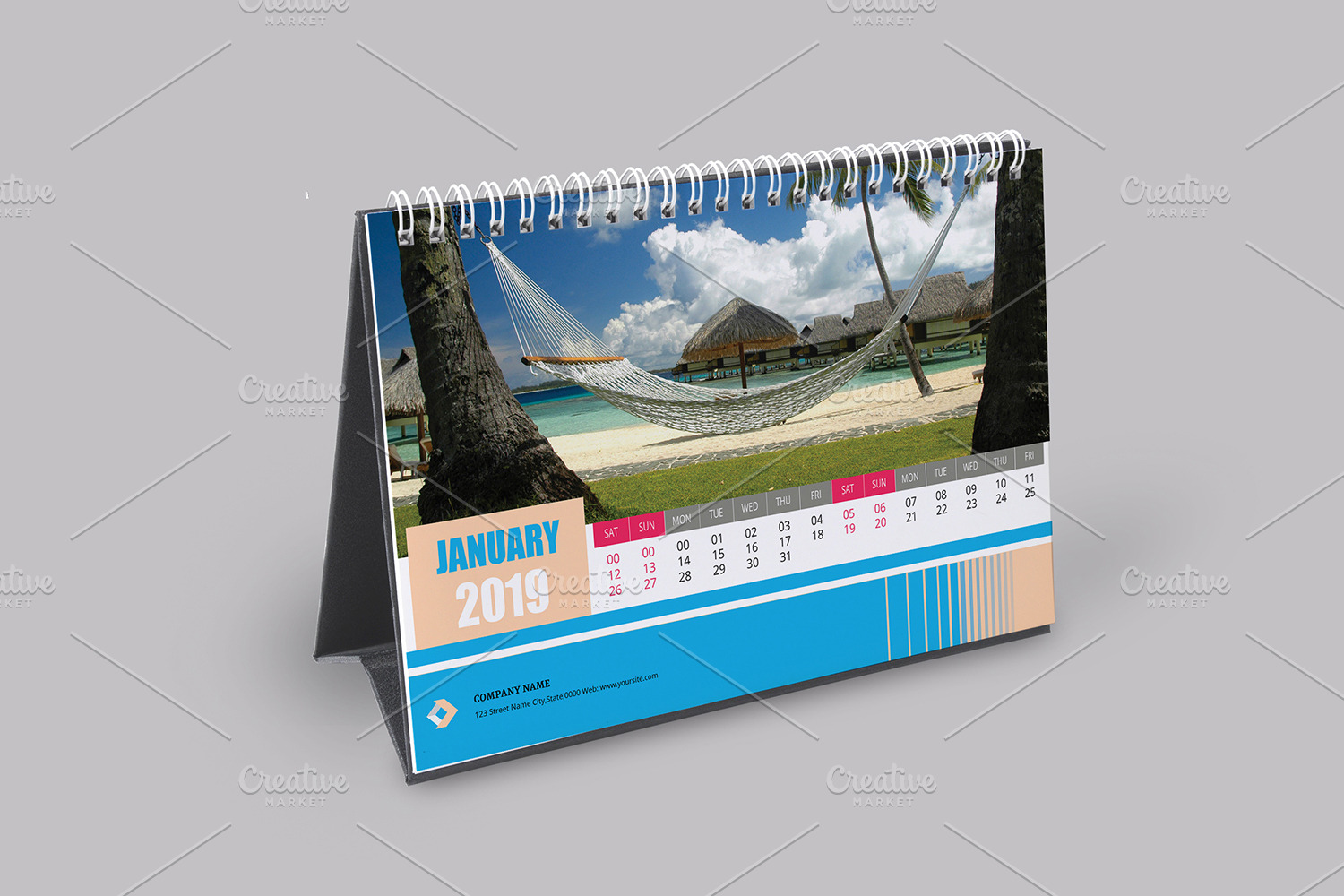 Desk Calendar 2019 V15 | Stationery Templates ~ Creative Market