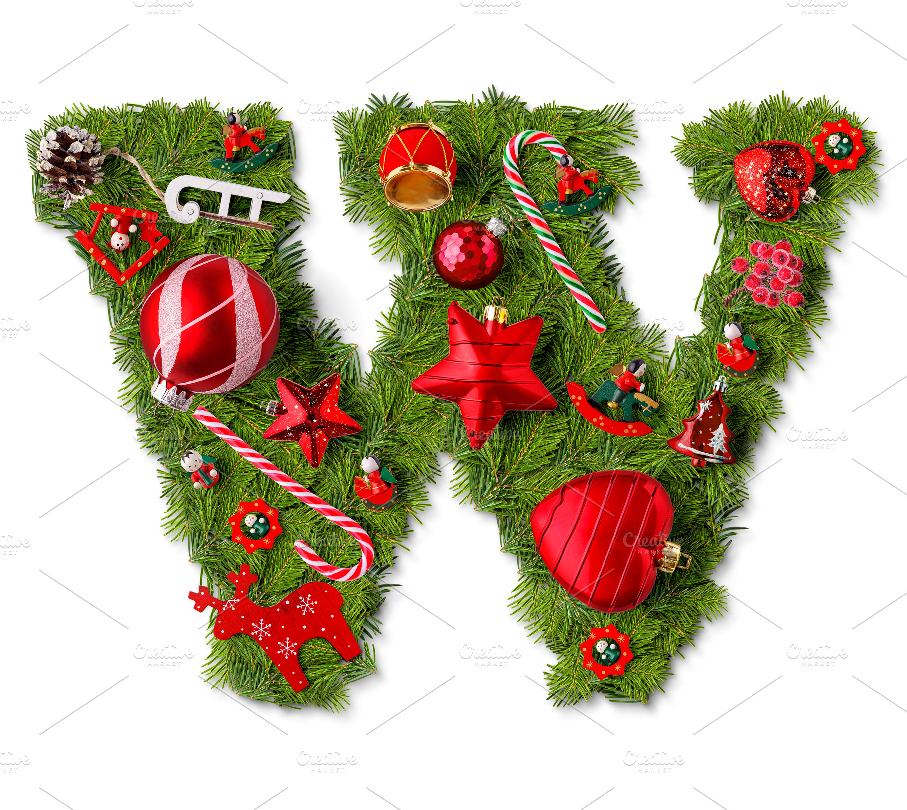 Christmas Alphabet Letter W Holiday Stock Photos Creative Market