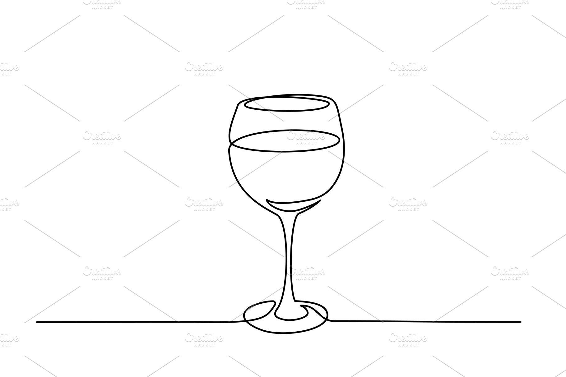 Wine Glass Continuous One Line Food Illustrations ~ Creative Market 